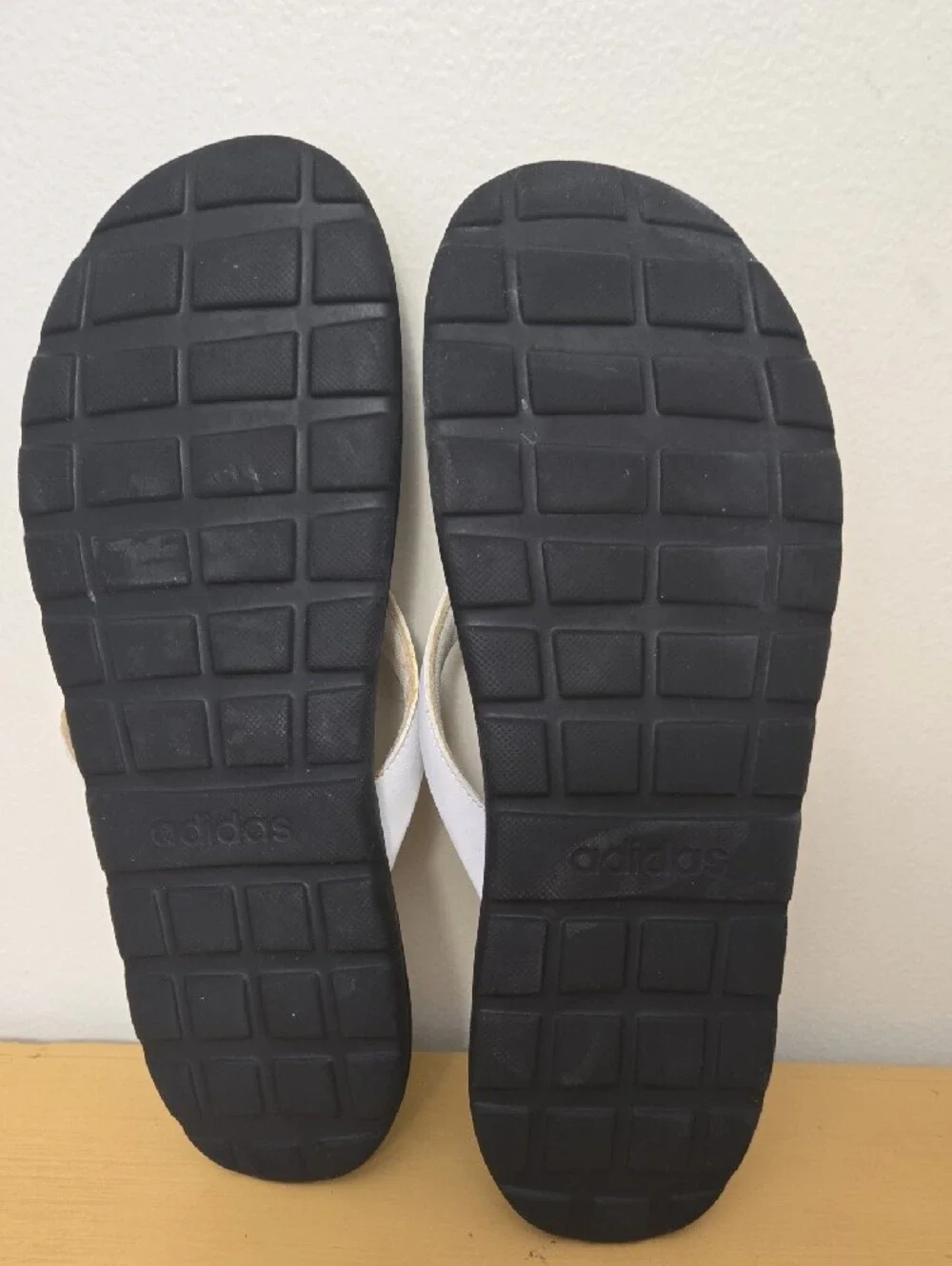 adidas Black and White Men’s Thongs with Three-Stripe Detail